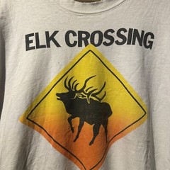 Vtg Elk CROSSING Shirt Mens Sz Large White Used Single Stitch Holes 90s