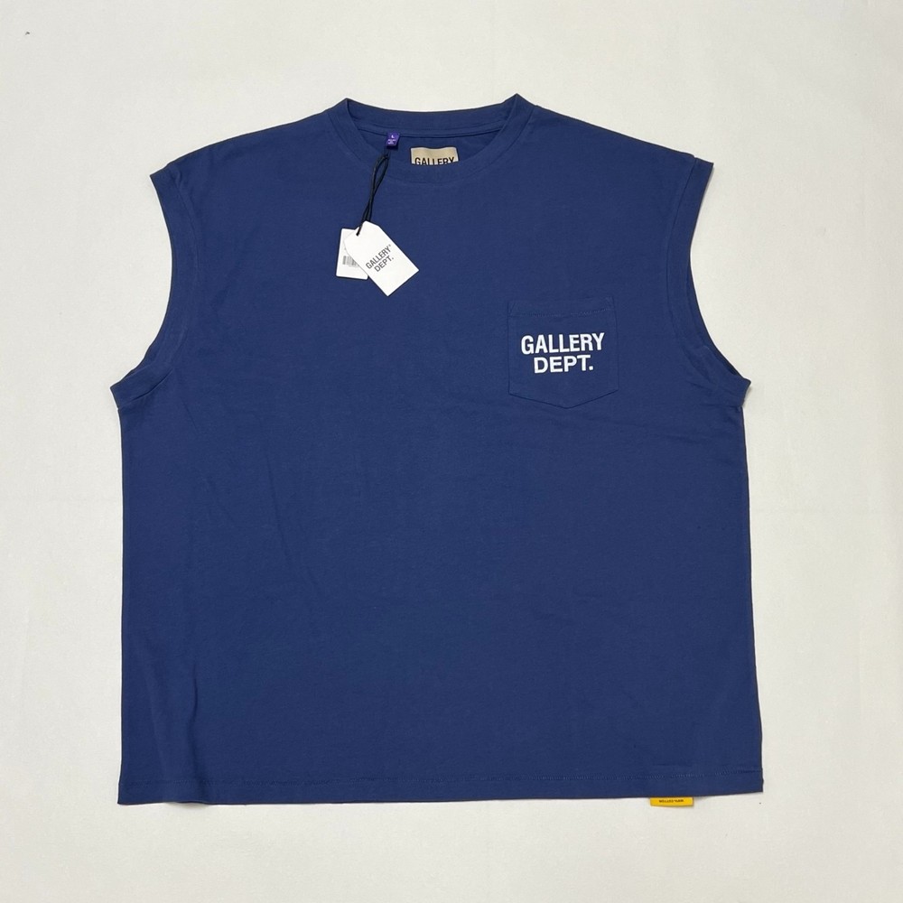 Gallery Dept Augi Sleeveless Tee Navy Mens Small Pocket Logo NWT