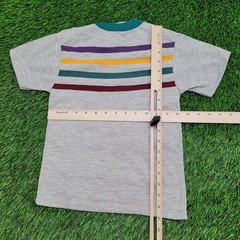 Vintage 80s MOD Stripes Blank Shirt Teens XS 12×19 Gray USA