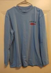Orvis Texas Fishing Shirt Large Fish Lone Star Texan Long Sleeve Blue BG12