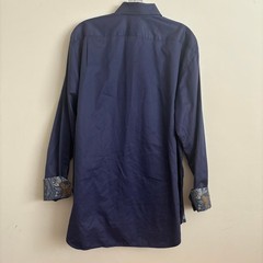 Stenströms Navy Dress Shirt with Paisley Accents size L