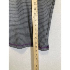 Skater Grunge Modern Culture Men Large Grey Purple Striped Contrast Henley Shirt