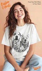 Custom Pet Portrait Comfort Tee Personalized Dog Cat Photo Shirt Gift Idea