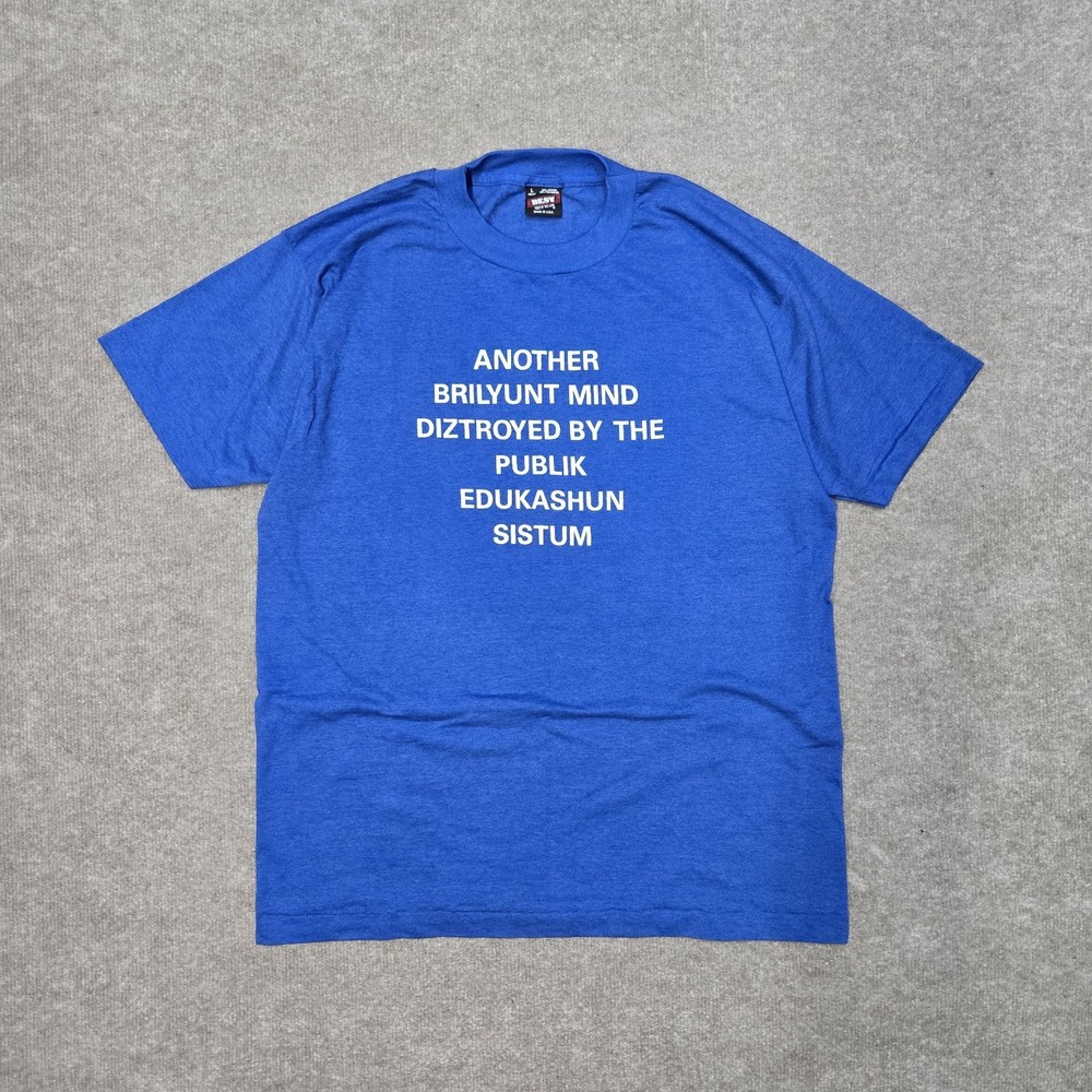 Vtg 80s Another Brilyunt Mind Diztroyed Humor T-Shirt Sz L Grunge Single Stitch