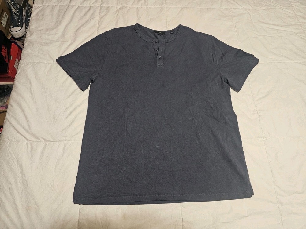 Vince Men’s Henley Short Sleeve T-Shirt Size Large Black 3 Button Classic