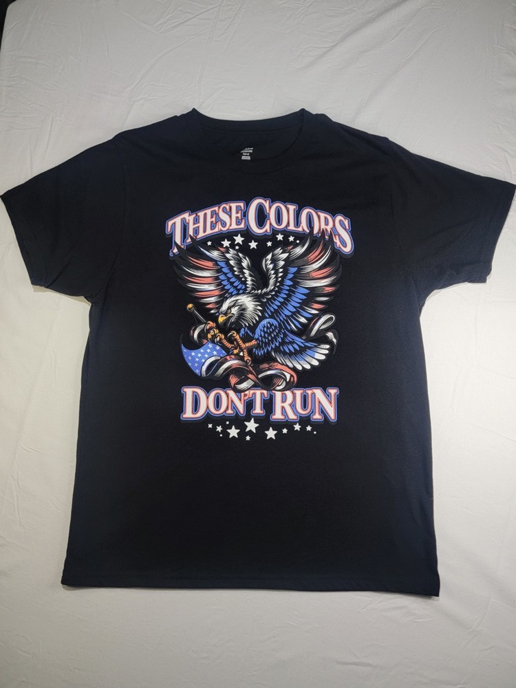 Way To Celebrate Patriotic Eagle T-Shirt Men’s L Black USA Flag “These Colors…