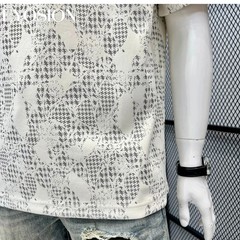 Men’s Houndstooth Camouflage Print T-Shirt Summer Short Sleeve Casual Tee Top