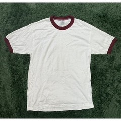 Vintage Soffe Shirts Ringer T-Shirt Adult Large White Maroon Crew Neck U.S.A