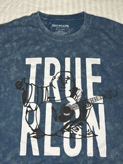 True Religion Mineral Wash Blue Buddha Graphic Logo T- Shirt Large