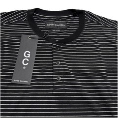 Good Counsel Wanzer Henley Long Sleeves Black T-Shirt 3XL White Stripe Tee NWT