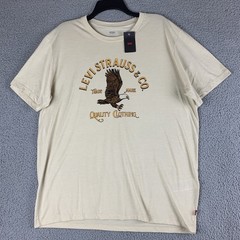 Levi’s T-Shirt Men’s Large Beige Cotton Polyester Viscose Crew Neck