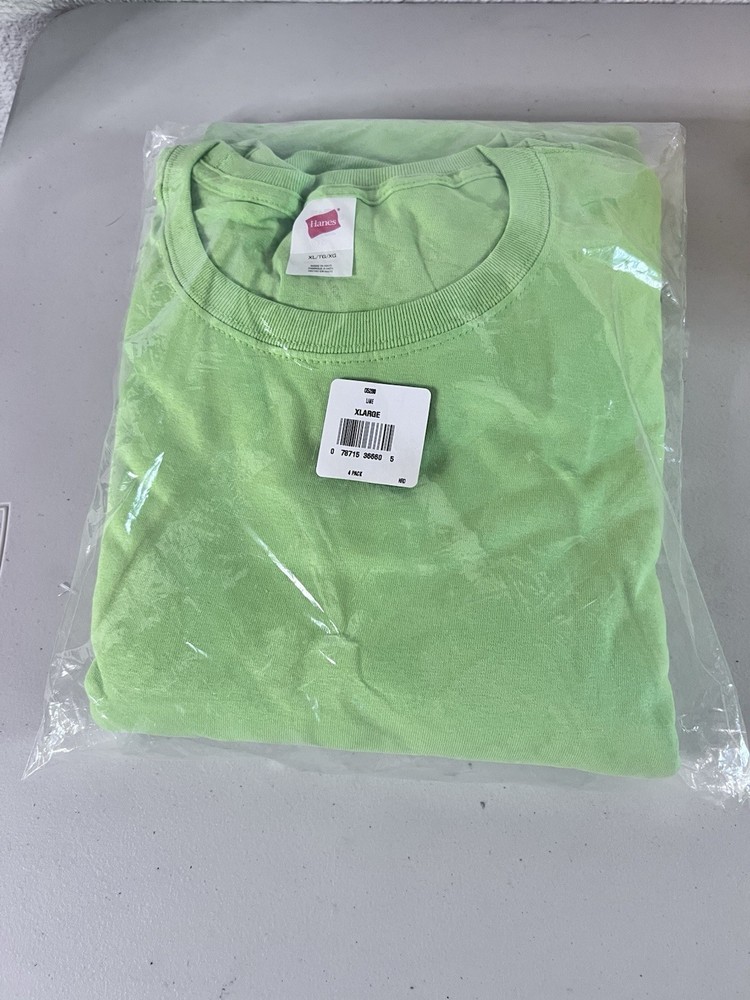 BRAND NEW – 4 PACK Hanes Men’s 100% Cotton Lay Flat Collar Blank T-Shirt 5280