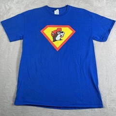 Buc-ee’s Shirt Mens Medium Blue Superman Beaver Logo Saving World Ordinary Tee
