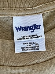 Vintage Wrangler T Shirt Mens 2XL Mustard Yellow WIN Double Sided Tee USA