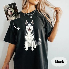 Custom Pet Portrait Watercolor Comfort Tee Personalized Dog Cat Shirt