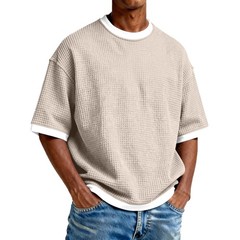 Men’s Crew Neck Contrast Color Casual T-Shirt – Cotton Blend Lightweight Short S