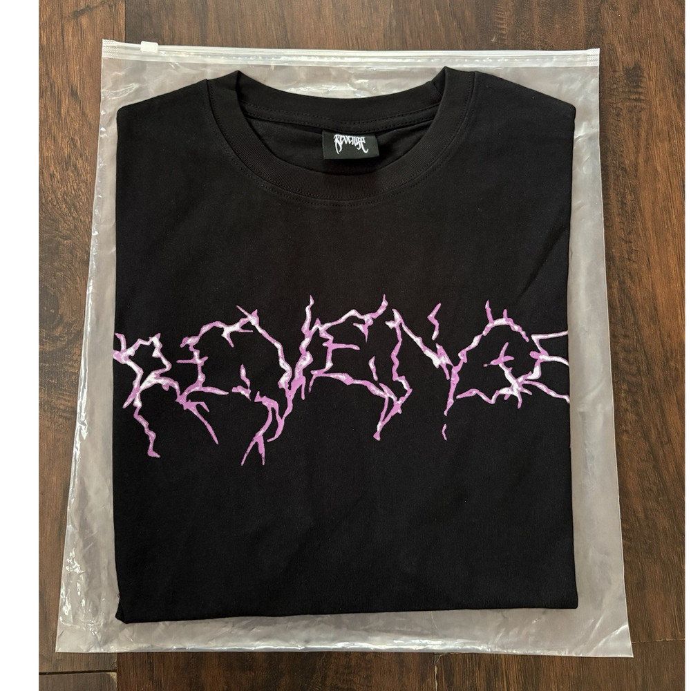 Revenge Pink Lightning Graphic Black Men’s Short Sleeve Crew Neck T-Shirt S
