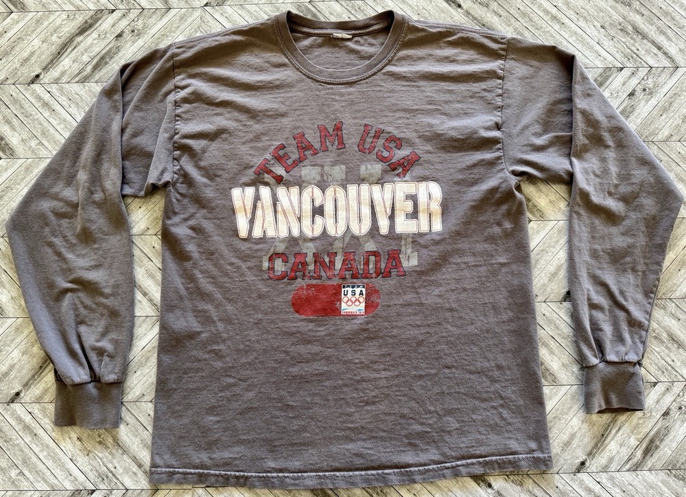 Vintage USA Team Olympics T-Shirt Mens Large Gray Vancouver 2010 Outdoor Canada