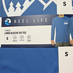 REEL LIFE Men’s Jax Beach Long Sleeve UV Protection Tee Small Blue NEW WITH TAG
