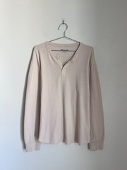 Madewell Men’s Thermal Henley Tee in Harvest Moon (Cream) Size MEDIUM