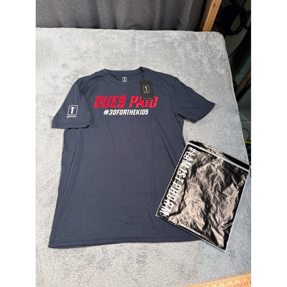 NWT 1st phorm Navy 30 for the kids tee dues paid men’s Graphic Tee medium