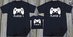 Father Son Family Matching T Shirts Player 1 2 3 Funny Dad Son Mom Christmas Tee