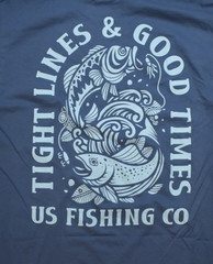 US Fishing Co. Mens Tight Lines, Good Times Long Sleeve Blue Shirt New S-XL