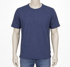 GAP Men’s Soft Short Sleeve Half Button Collar Slub Henley Medieval Blue, Sz-L