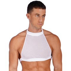 Mens Crop Tops Sexy Shirts See Through Tank Vest Camisole Undershirt Nightwear
