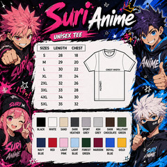 White Hair Red Ribbon Anime Girl Black Gildan T-Shirt
