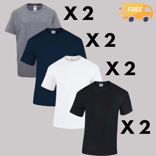8 Packs High Quality Black White Gray Navy Blue 100% Cotton Plain T shirt S -4XL