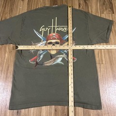 Vintage Guy Harvey Shirt Mens Large Green Pirate Skull Shark Fish Ocean Y2K