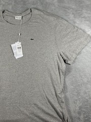 Lacoste Shirt Mens 3XLB Gray Pima Cotton Crewneck Croc Short Sleeve NWOT Big