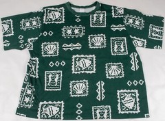 Vintage 1980/90s Ocean Beach Sea Shell Fish All Over Print AOP Green Shirt XL/2X