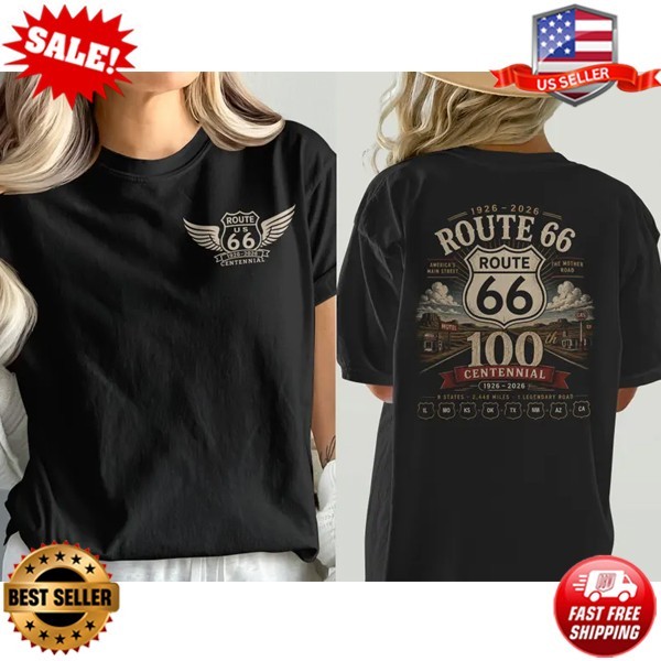 Route 66 Centennial Front and Back T-Shirt, Vintage America T-Shirt – UP to 5XL