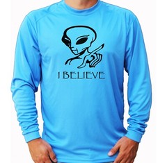 I Believe Aliens Alien Fun Hiking Fish Long Sleeve UPF 50 T-Shirt UV Protection