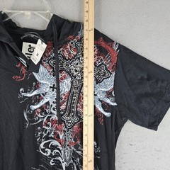 American G Style Hooded T Shirt Mens Medium Black Studded Rocker Applique