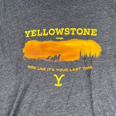 Wrangler Yellow Stone T Shirt Small Gra Heather Graphic Print Casual Mens