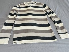 y2k Mossimo Long Sleeve Striped Thermal Shirt Mens Size Large Waffle Knit Grunge