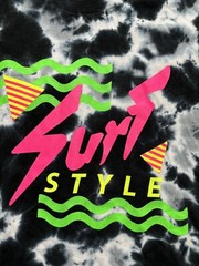 Surf Style Adult Size Medium T-Shirt Black Gray Tie Dye Neon Graphic Worn White