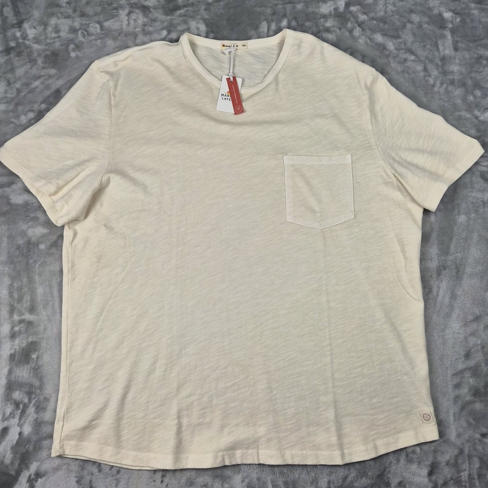Marine Layer Tee Mens XXL Vintage Heavy Slub Pocket Antique Cream Short Sleeve