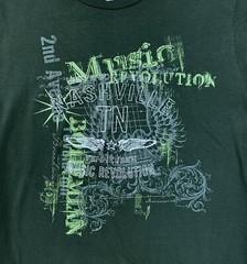 Nashville Tennessee Music Revolution Bohemian 2nd Ave T-shirt Size Medium Green