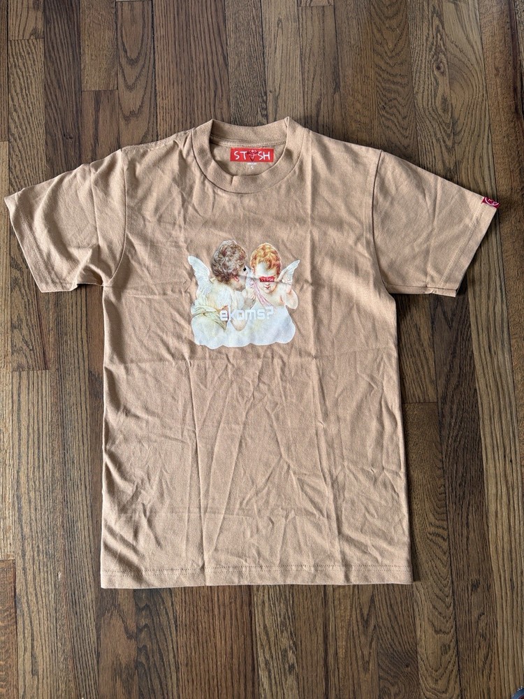 STV$H Unisex Cherub Angel Graphic Tee Tan Made In USA Size S