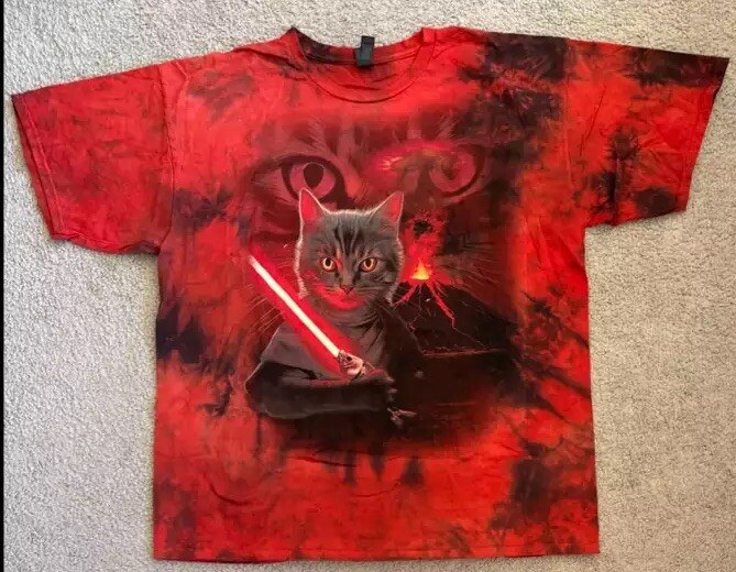 The Mountain Star Wars Theme Cat Red Tie-Dye Shirt, Brand New, Mens Size’s
