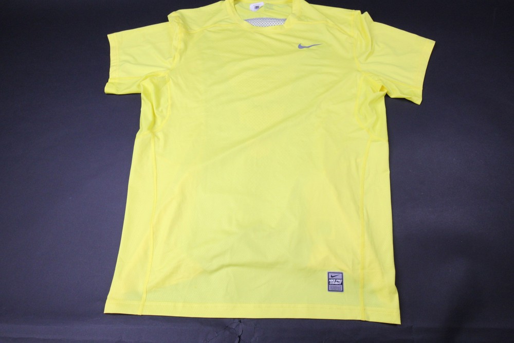 Nike Pro Combat Short Sleeve Shirt Men’s Yellow New without Tags 2XL