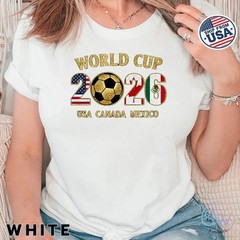World Cup 2026 USA Canada Mexico Soccer Graphic T-Shirt Football Fan Tee Black
