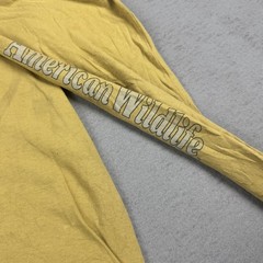 American Wildlife Grey Wolf Shirt Mens Extra Large Yellow Long Sleeve Graphic