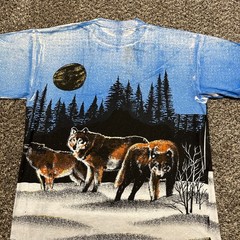 Vintage Wolf T shirt Size M 90s All Over Print Nature – Pre-owned