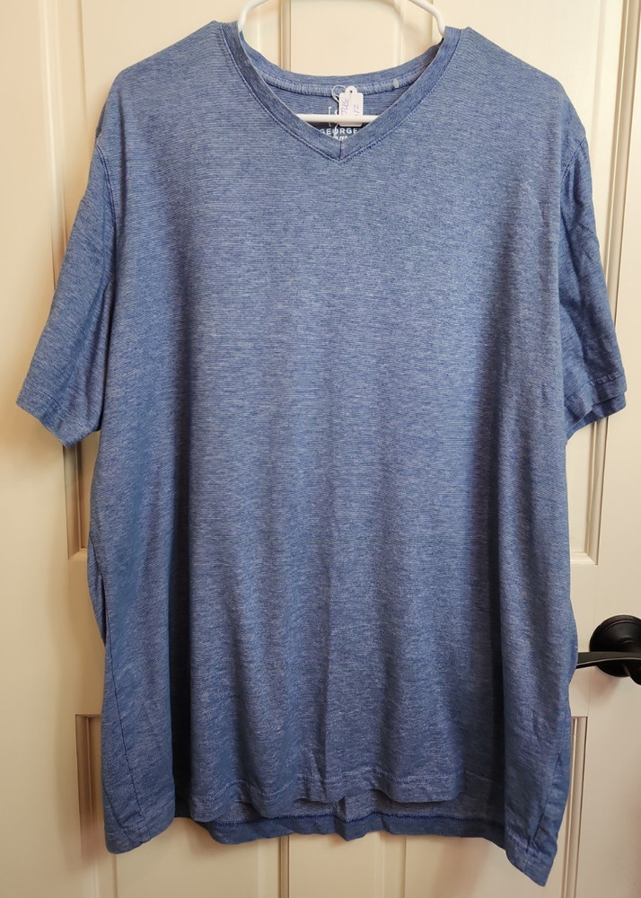 George Blue V-Neck T-Shirt Mens Size XL Chest 48 Short Sleeve 216-37201