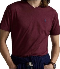 Polo Ralph Lauren Mens V-Neck Short Sleeve T-Shirt Burgundy / Wine S , M NWT